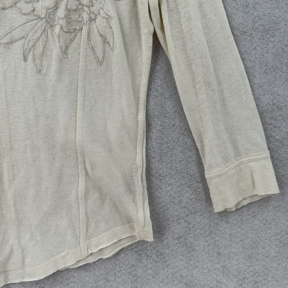 Free People‎ Primrose Top Womens SMALL Cream Ivory Mesh Floral Applique - Picture 6 of 14